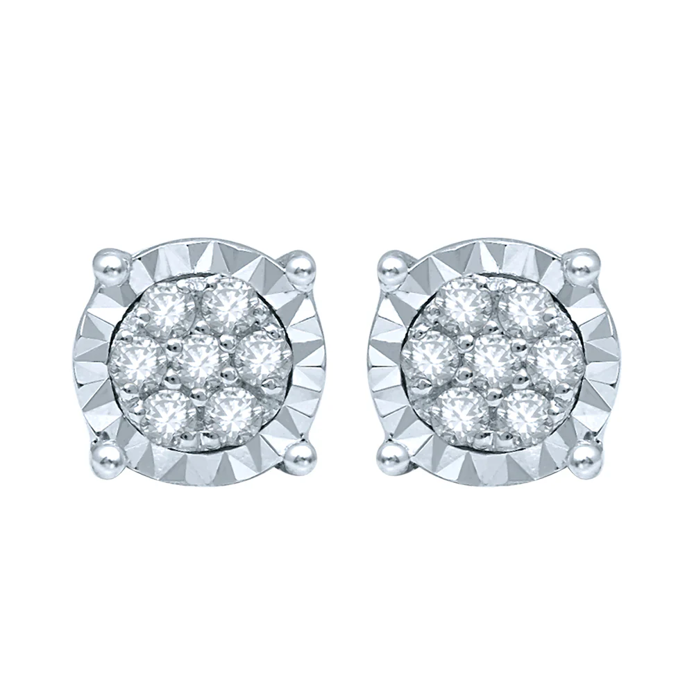 Silver Studs with 14 Diamonds
