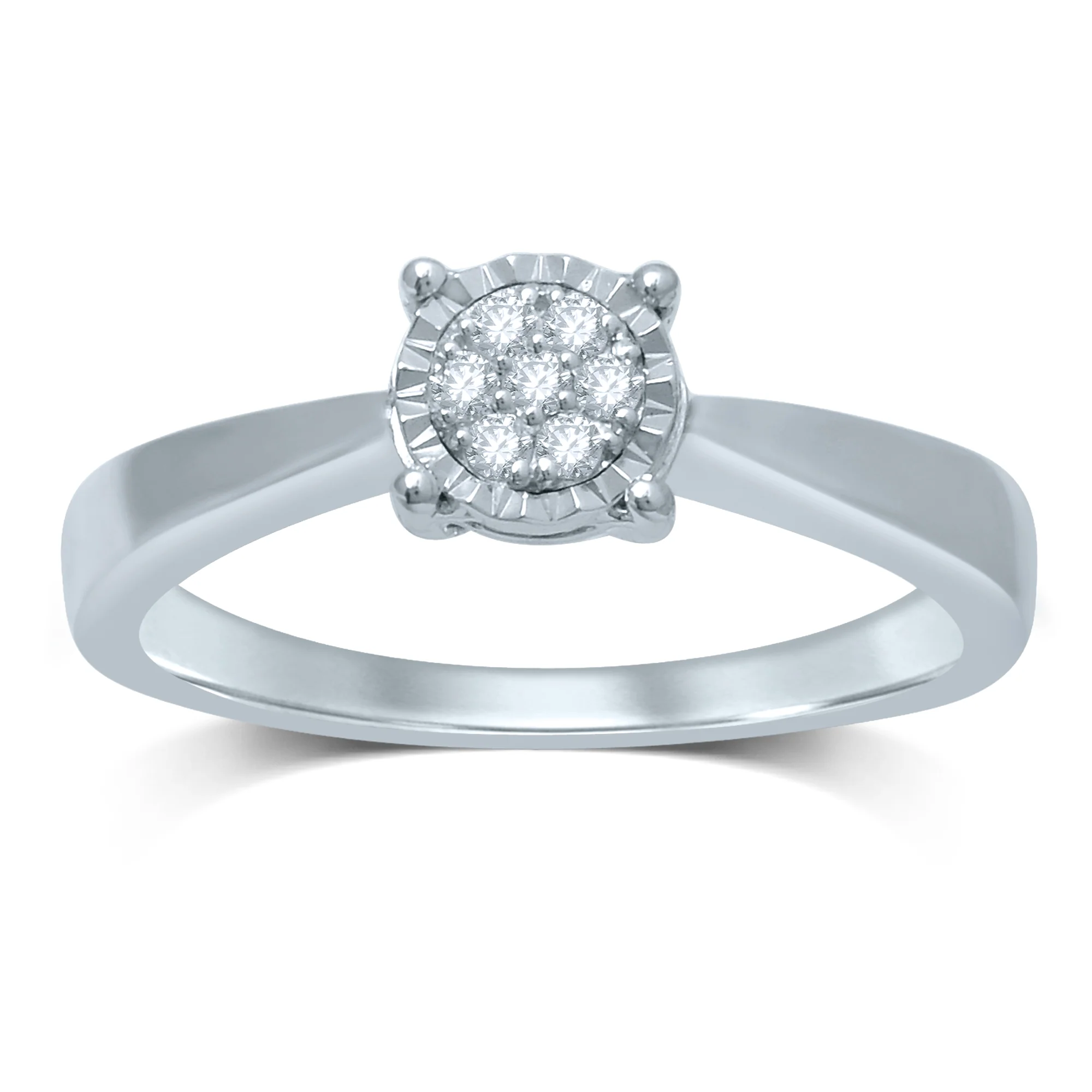 Silver with 7 Diamond Ring