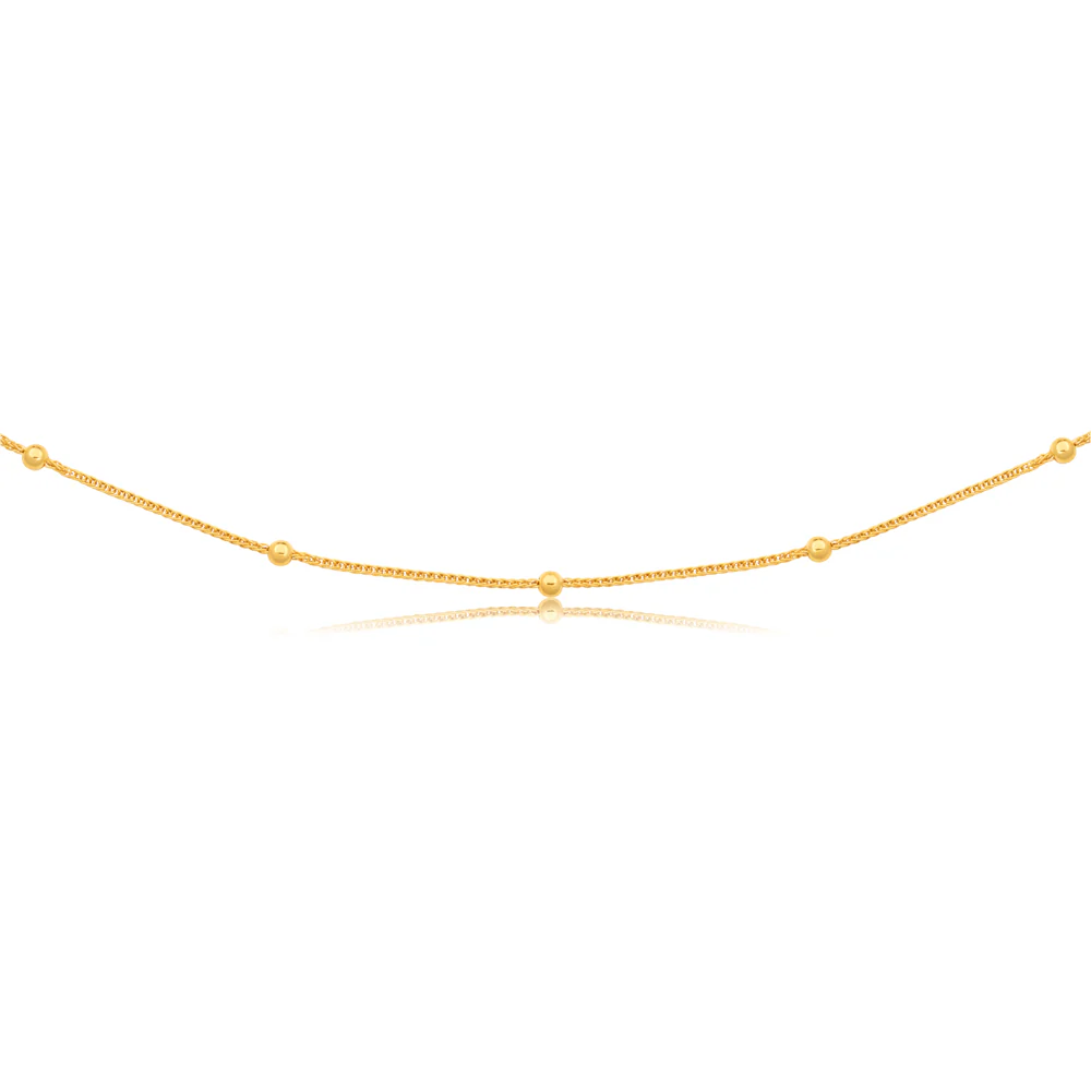 Silverfilled 9ct Yellow Gold Fancy Beads 50cm Chain