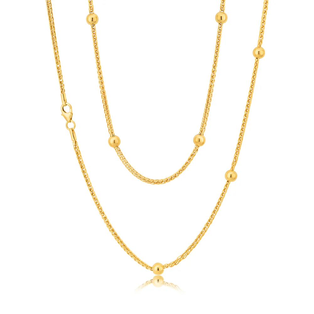 Silverfilled 9ct Yellow Gold Fancy Beads 50cm Chain - Image 2