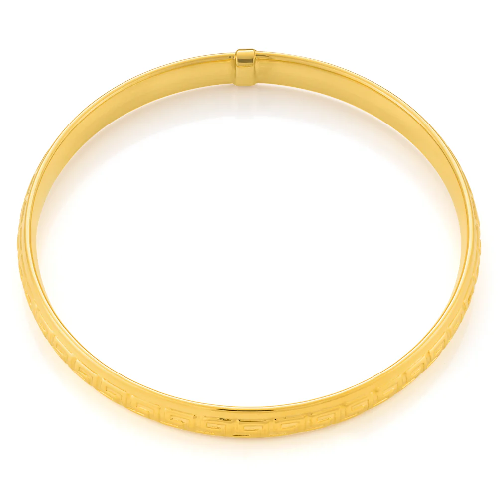 Silverfilled 9ct Yellow Gold Greek Key Bangle - Image 2