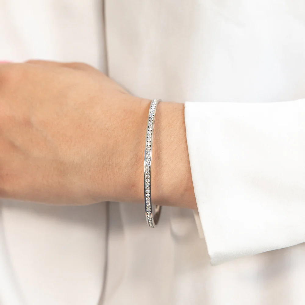 Stainless Steel 3mmx 65mm Crystal Bangle - Image 3