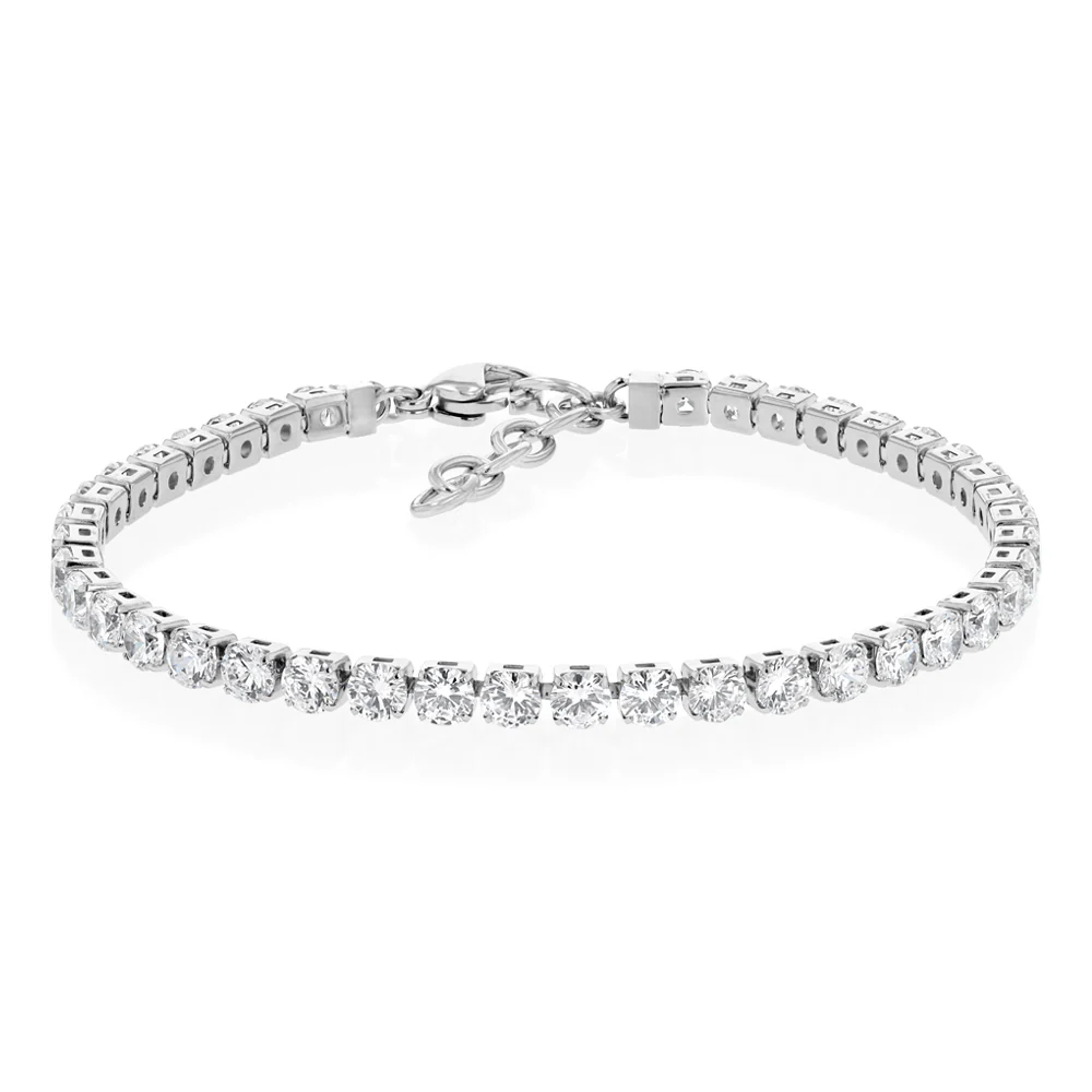 Stainless Steel 4mm Cubic Zirconia Tennis Bracelet