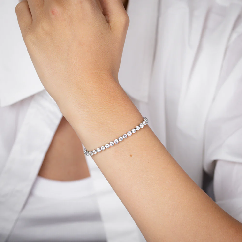 Stainless Steel 4mm Cubic Zirconia Tennis Bracelet - Image 4