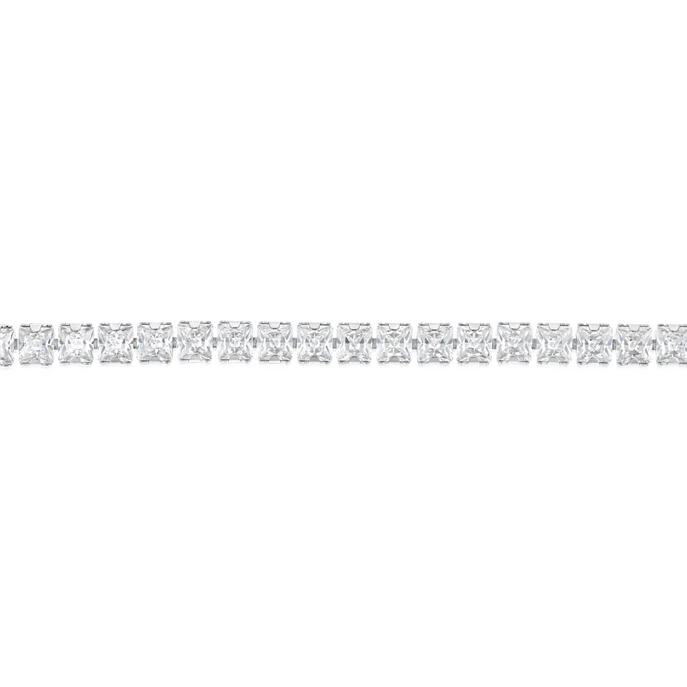 Stainless Steel 4X4mm Cubic Zirconia Tennis Bracelet - Image 3