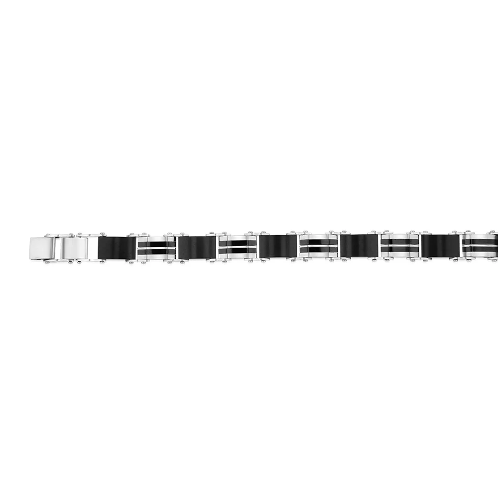 Stainless Steel Black And Silver Hinged 21cm Bracelet - Image 2
