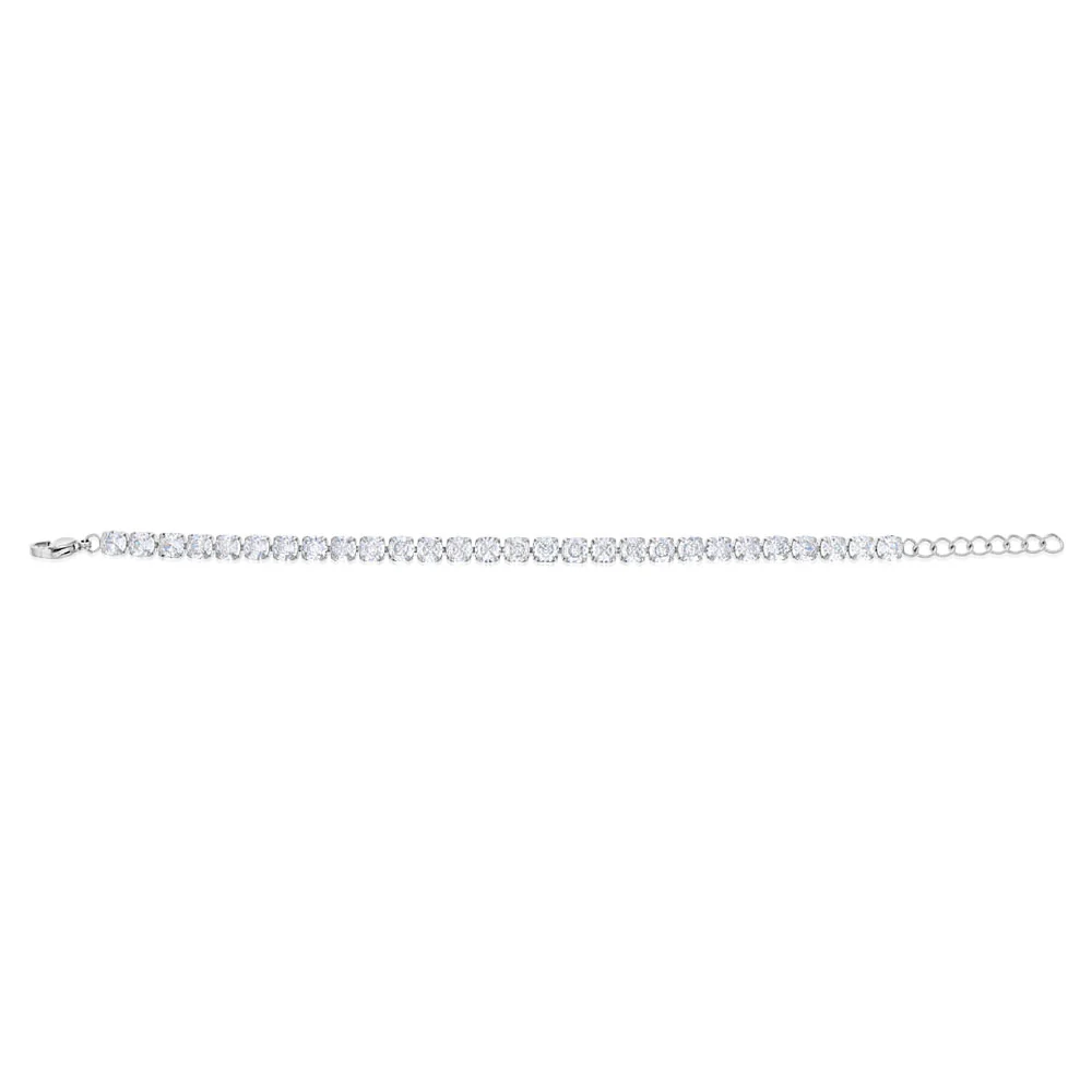 Stainless Steel Cubic Zirconia Tennis 17+3cm Bracelet - Image 2