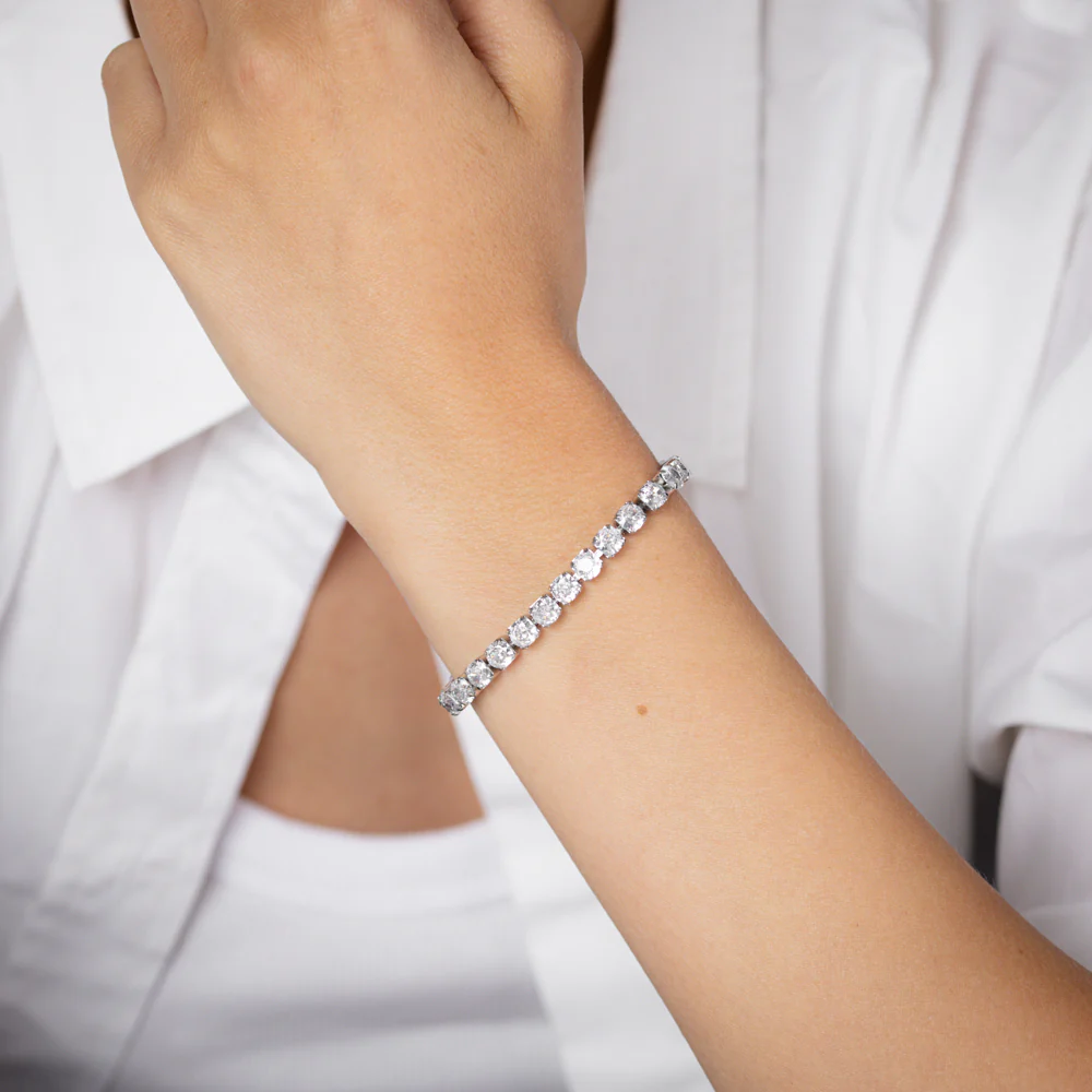 Stainless Steel Cubic Zirconia Tennis 17+3cm Bracelet - Image 4