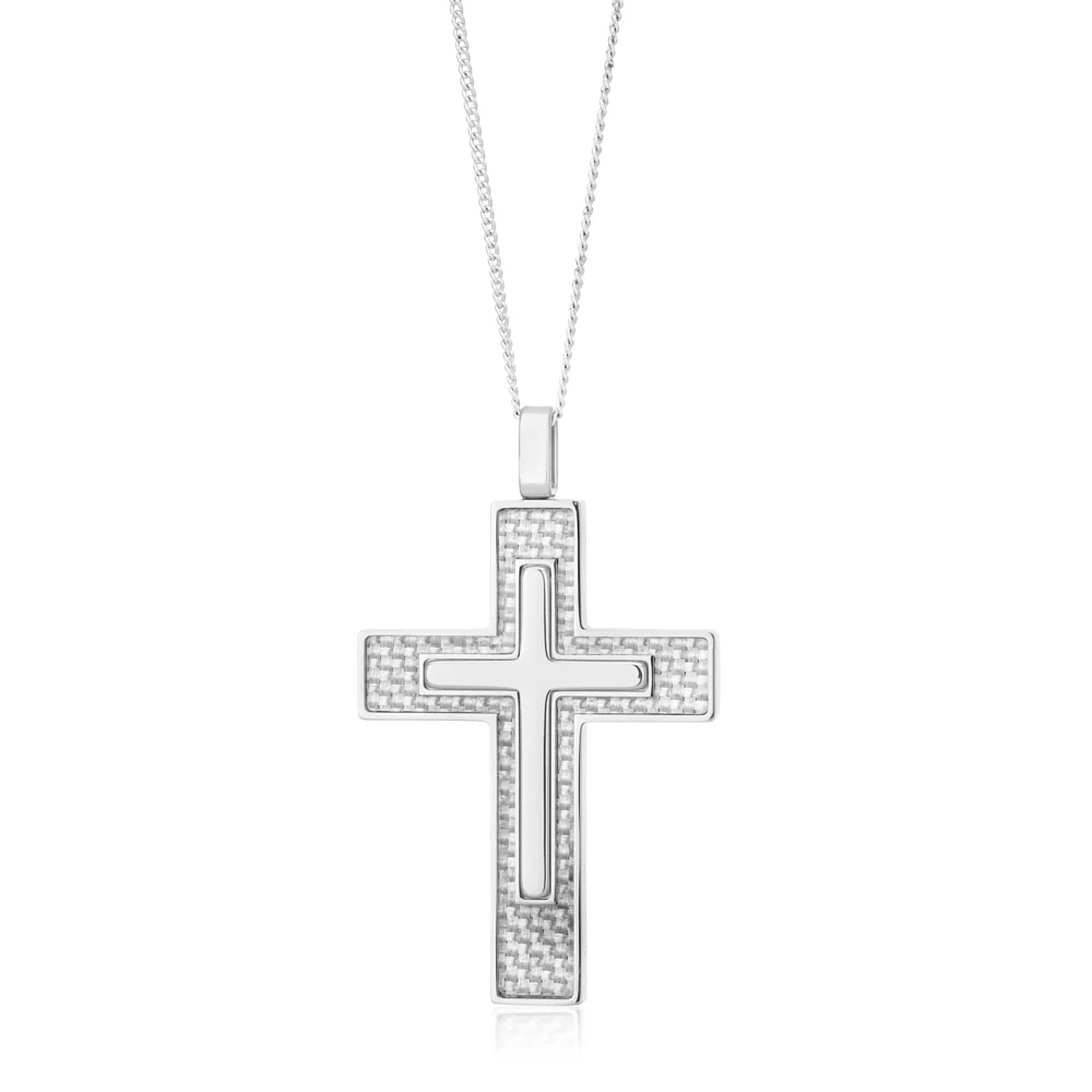 Stainless Steel Double Cross Pendant