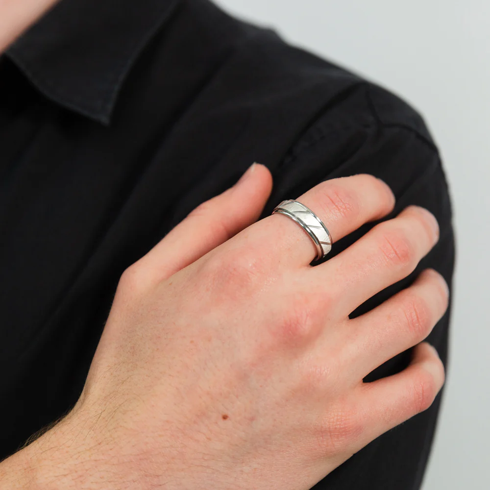Stainless Steel Gents Patterned Ring - Image 3