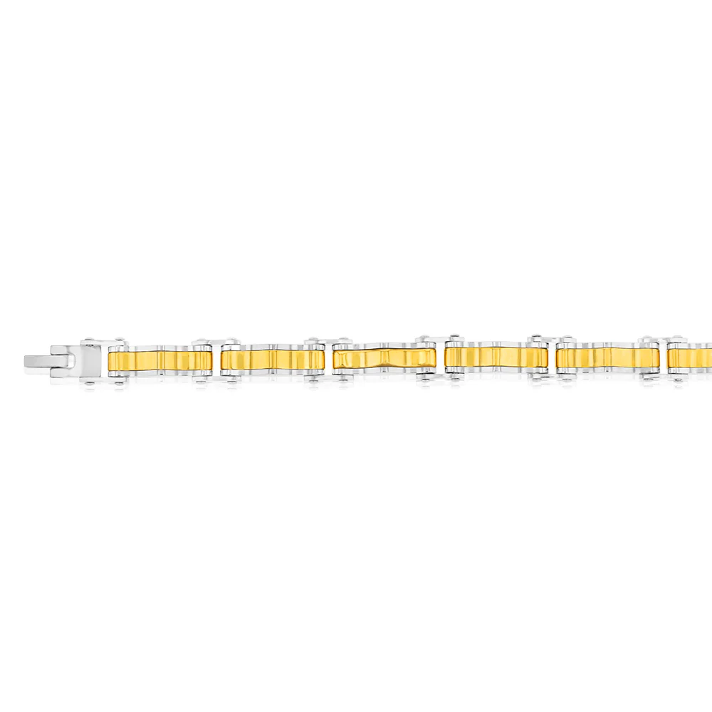 Stainless Steel Gold And Silver Hinged 21cm Bracelet - Image 2