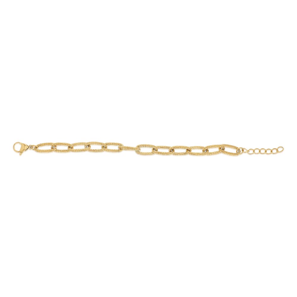 Stainless Steel Gold Plated 8.5mm Chunky 18.5+3cm Bracelet - Image 2