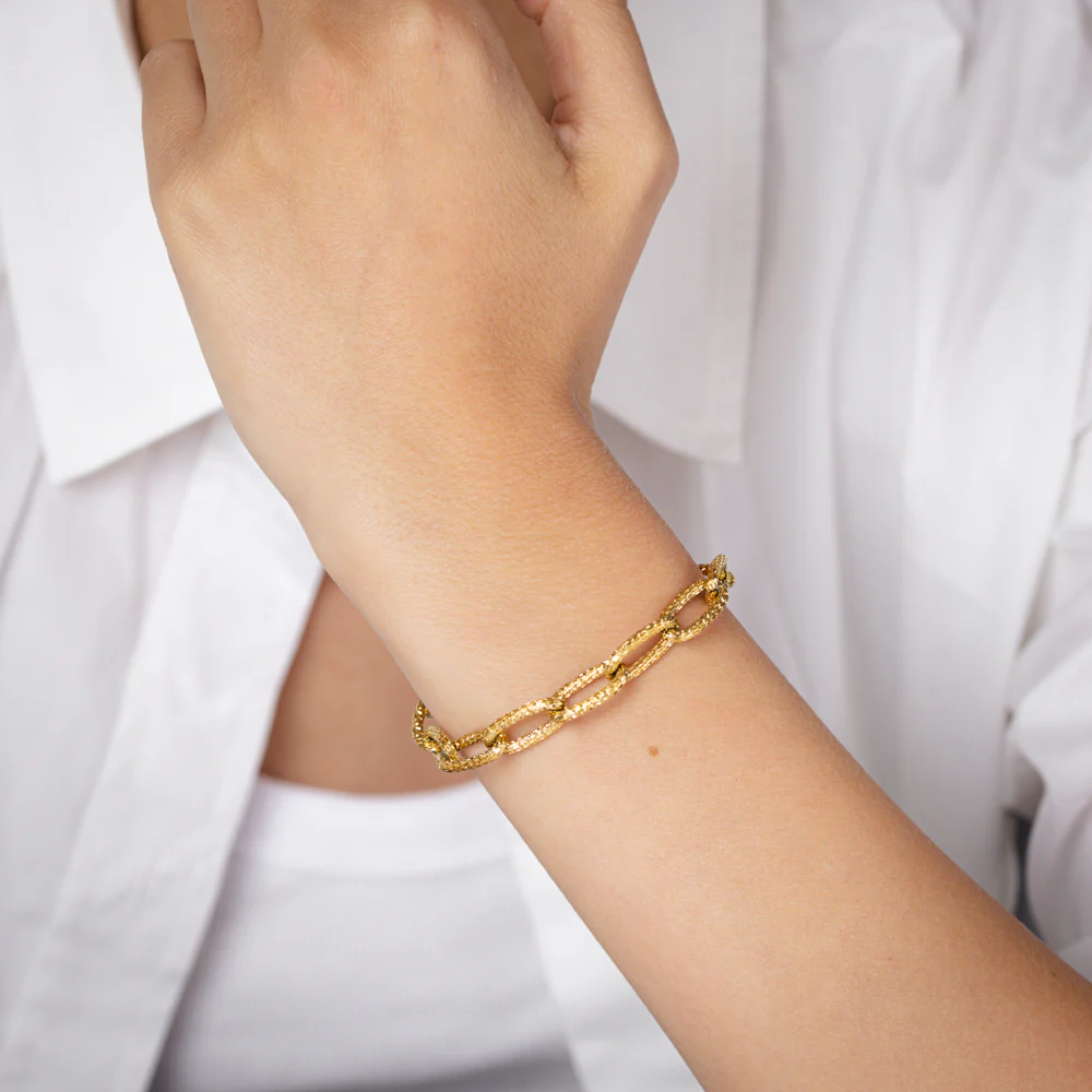 Stainless Steel Gold Plated 8.5mm Chunky 18.5+3cm Bracelet - Image 4