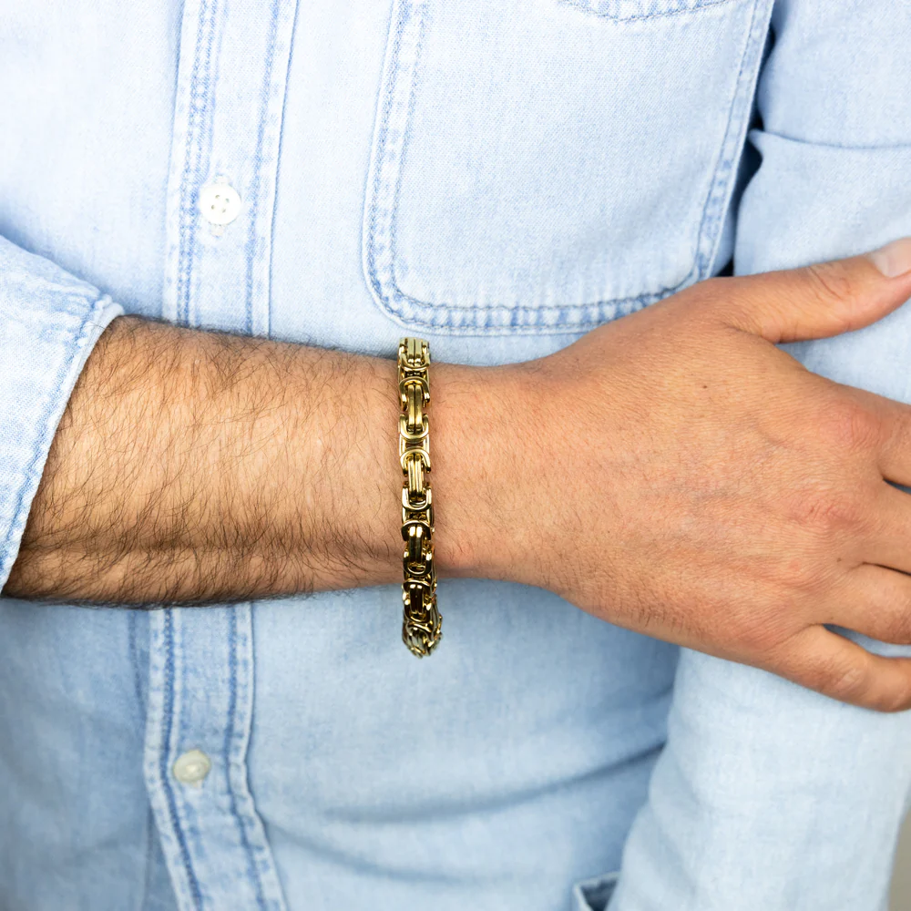 Stainless-Steel Gold-Plated Fancy Links 20.3cm Bracelet - Image 3