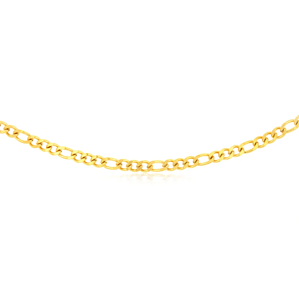 Stainless-Steel Gold-Plated Figaro 1:3 Fancy 60cm Chain - Image 2