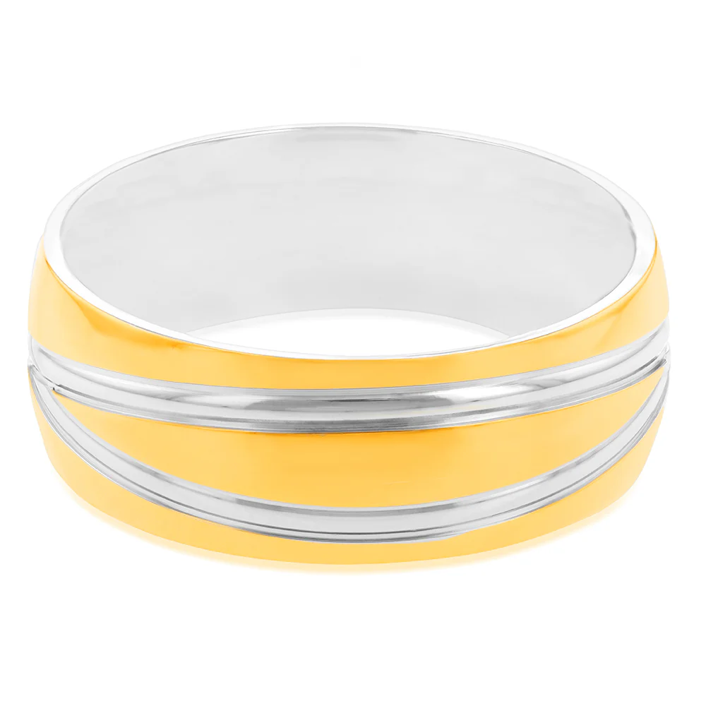 Stainless Steel Two Tone 8mm Wide Crossover Ring - Image 2