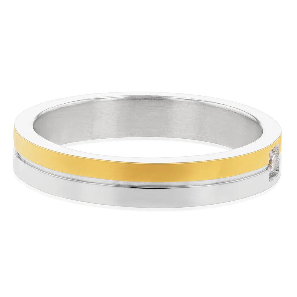 Stainless Steel Two Tone Cubic Zirconia Ring - Image 2