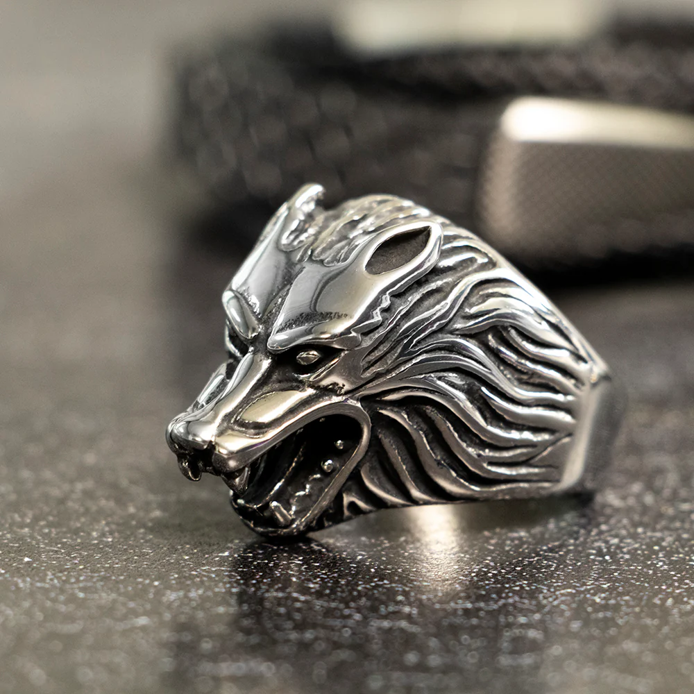 Stainless Steel Wolf Head Ring - Image 3