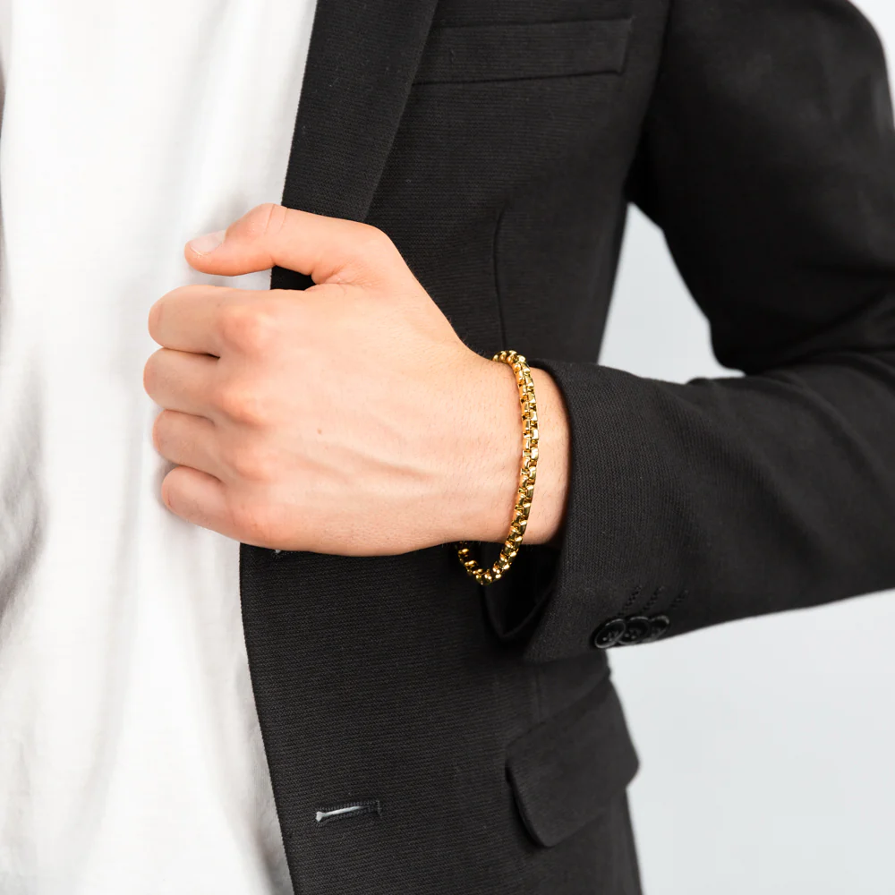 Stainless Steel Yellow Gold Plated Large Belcher 21cm Bracelet - Image 3