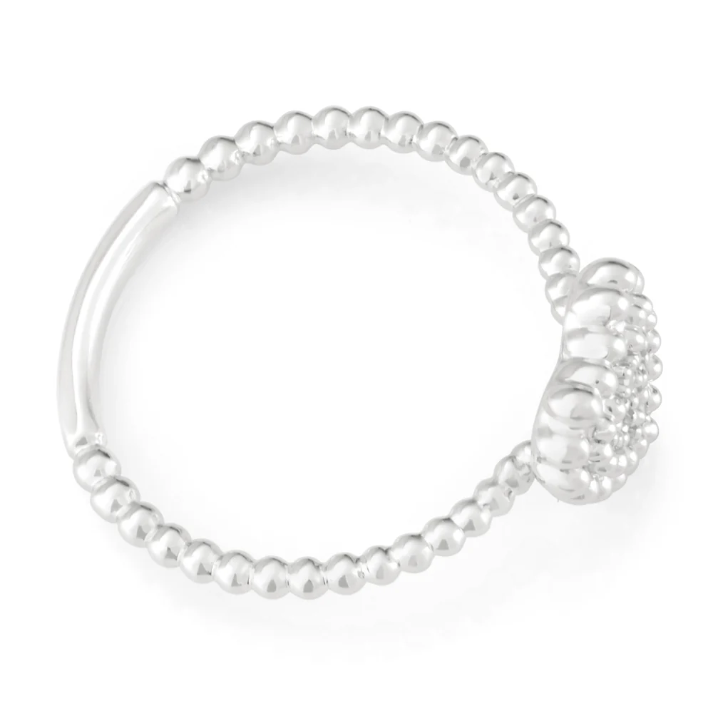 Sterling Silver 0.01 Carat Diamond Heart Ring with 2 Brilliant Cut Diamonds - Image 2