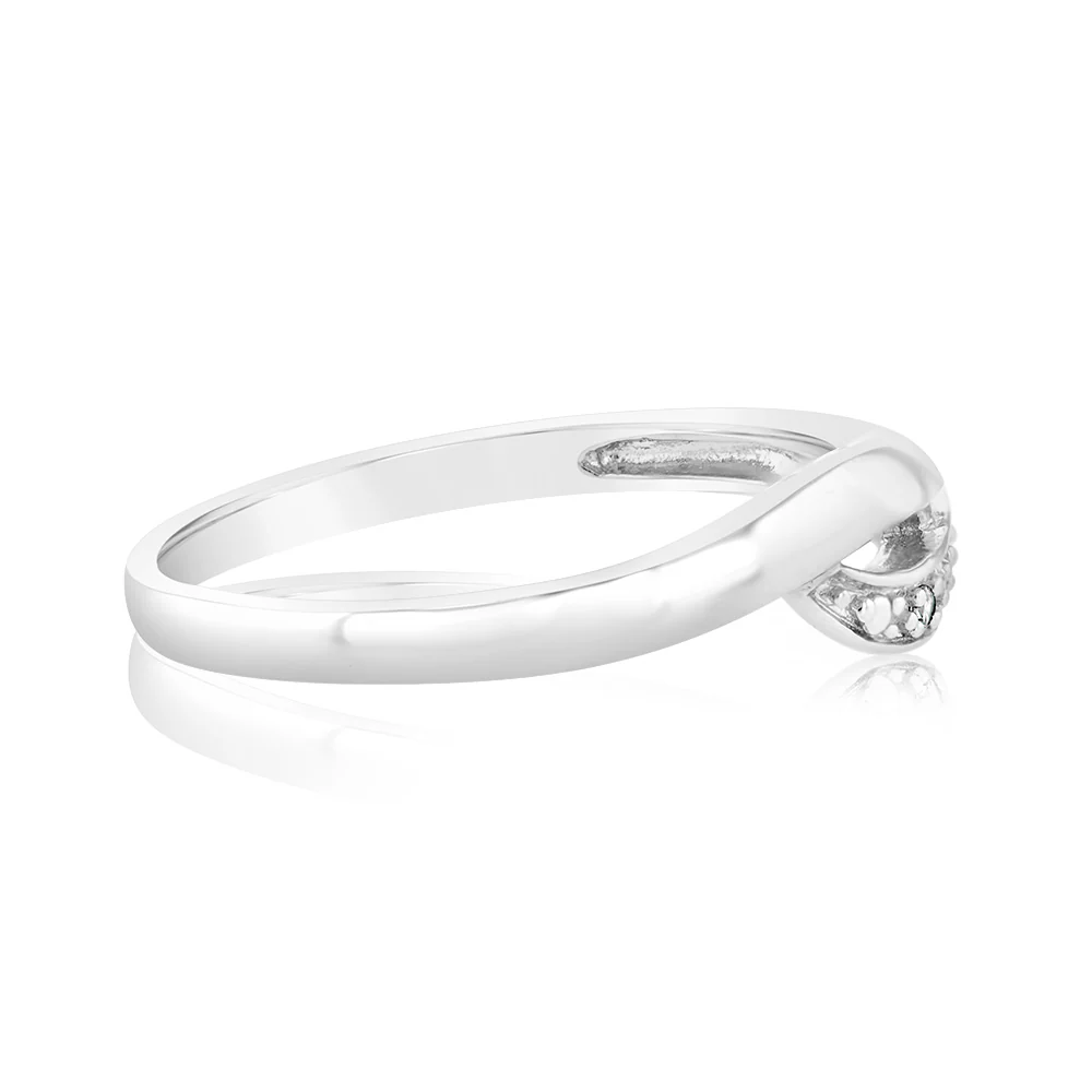 Sterling Silver 0.01 Carat Diamond Ring with 2 Brilliant Cut Diamonds - Image 2