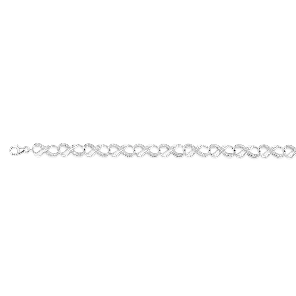 Sterling Silver & 0.05Ct Diamond Bracelet - Image 2