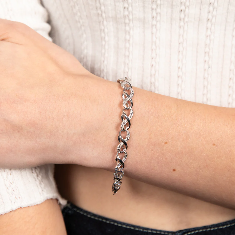 Sterling Silver & 0.05Ct Diamond Bracelet - Image 3