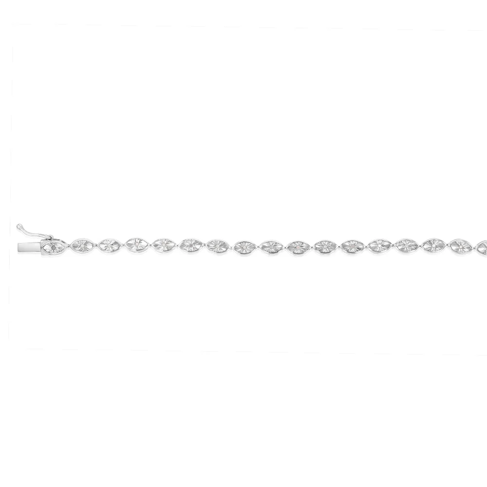 Sterling Silver 0.10 Carat Diamond 18cm Bracelet Set with 24 Diamonds - Image 2