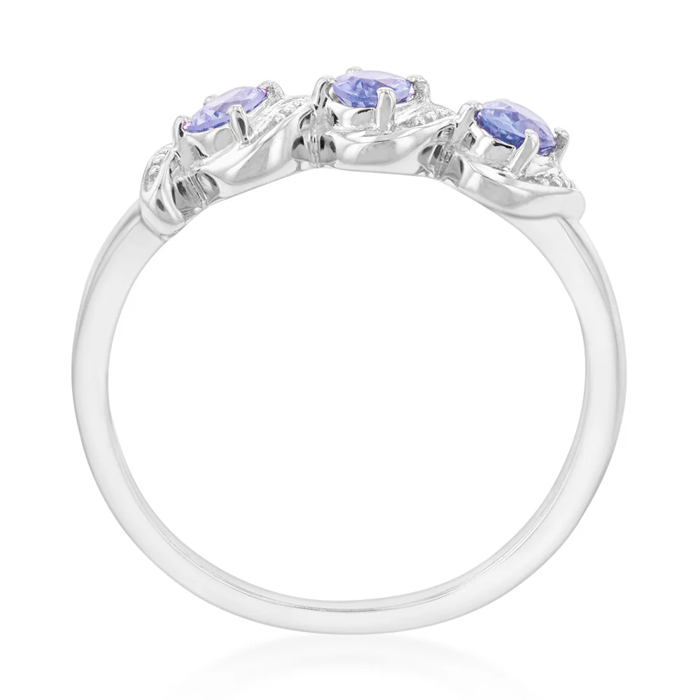 Sterling Silver 0.54ct Tanzanite Trilogy Ring - Image 2
