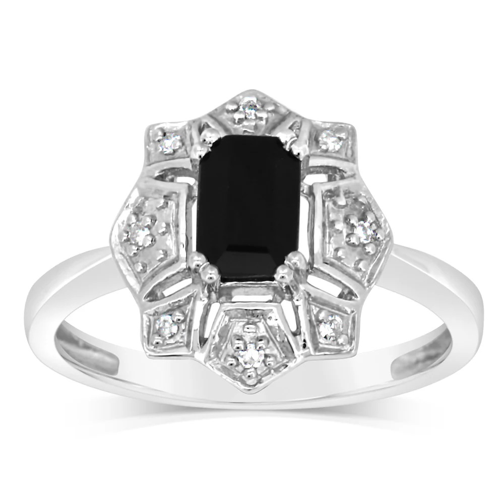Sterling Silver 0.75 Carat Natural Sapphire & Diamonds Ring - Image 2