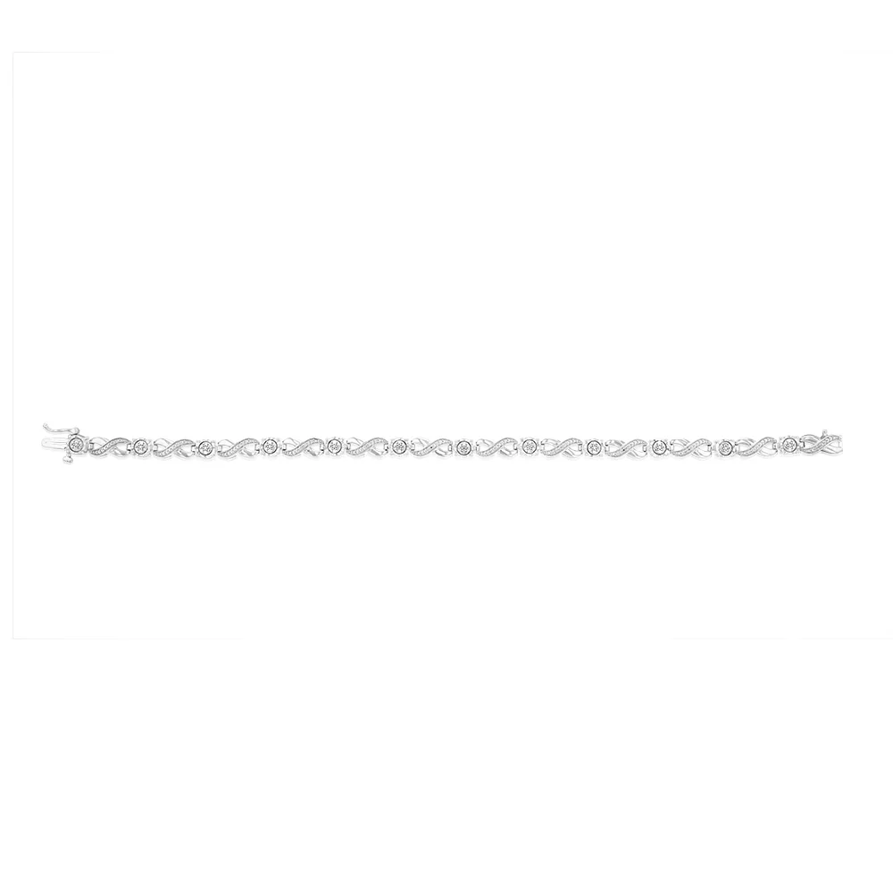 Sterling Silver 1/10 Carat Diamond Infinity Bracelet - Image 2
