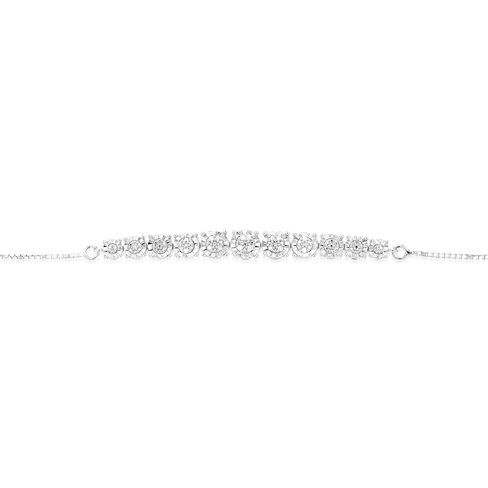 Sterling Silver 1/10 Carat Diamond Slider Bracelet - Image 2