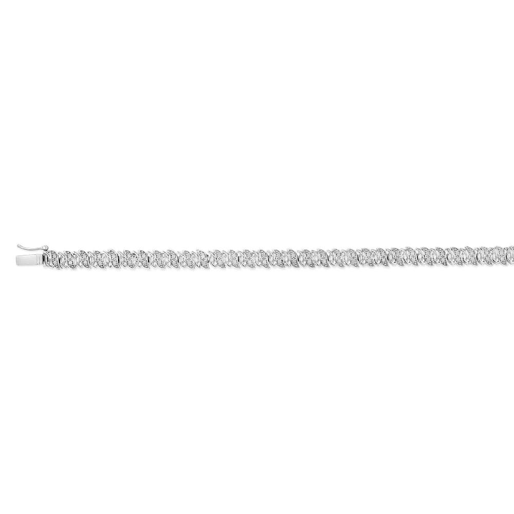Sterling Silver 1/2 Carat 18.5cm Diamond Bracelet - Image 2