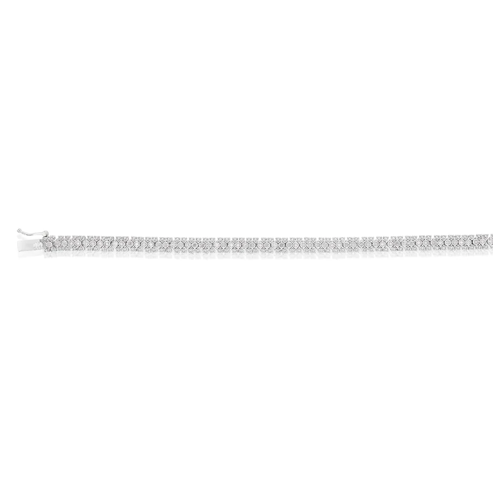 Sterling Silver 1/2 Carat Diamond 17.5cm Bracelet - Image 2