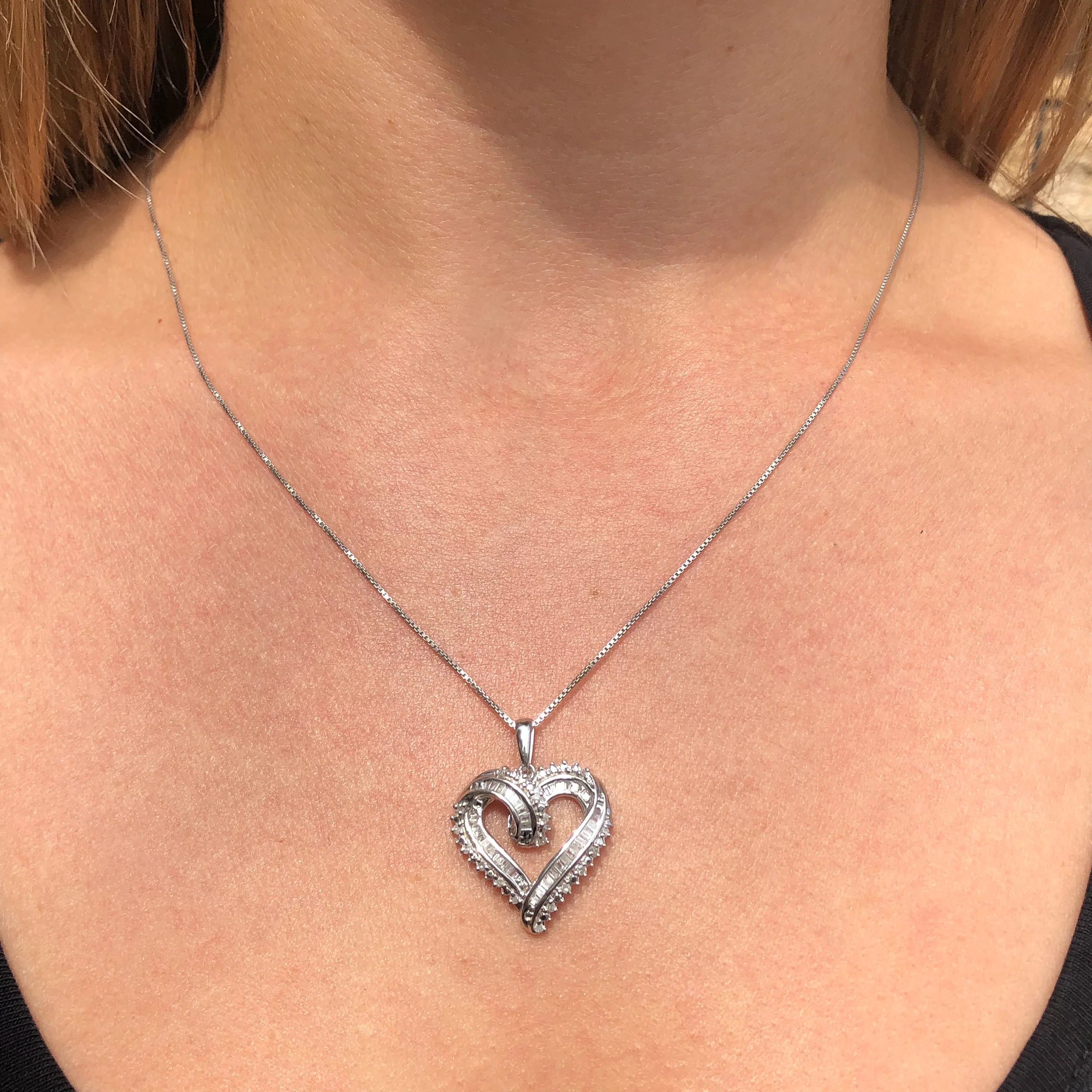 Sterling Silver 1/2 Carat Heart Diamond Pendant on 45cm Chain - Image 3