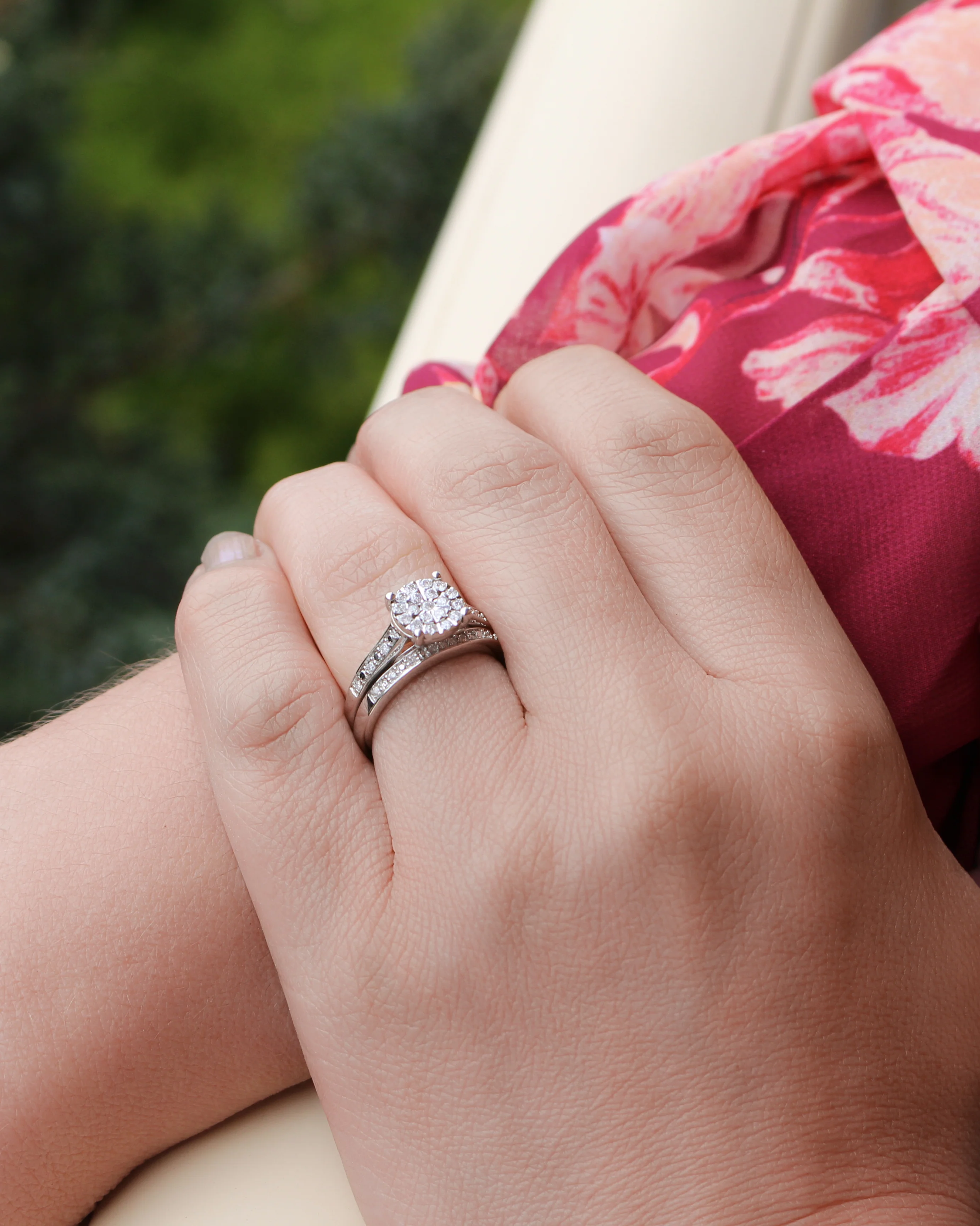 Sterling Silver 1/3 Carat Diamond Bridal Ring Set - Image 3