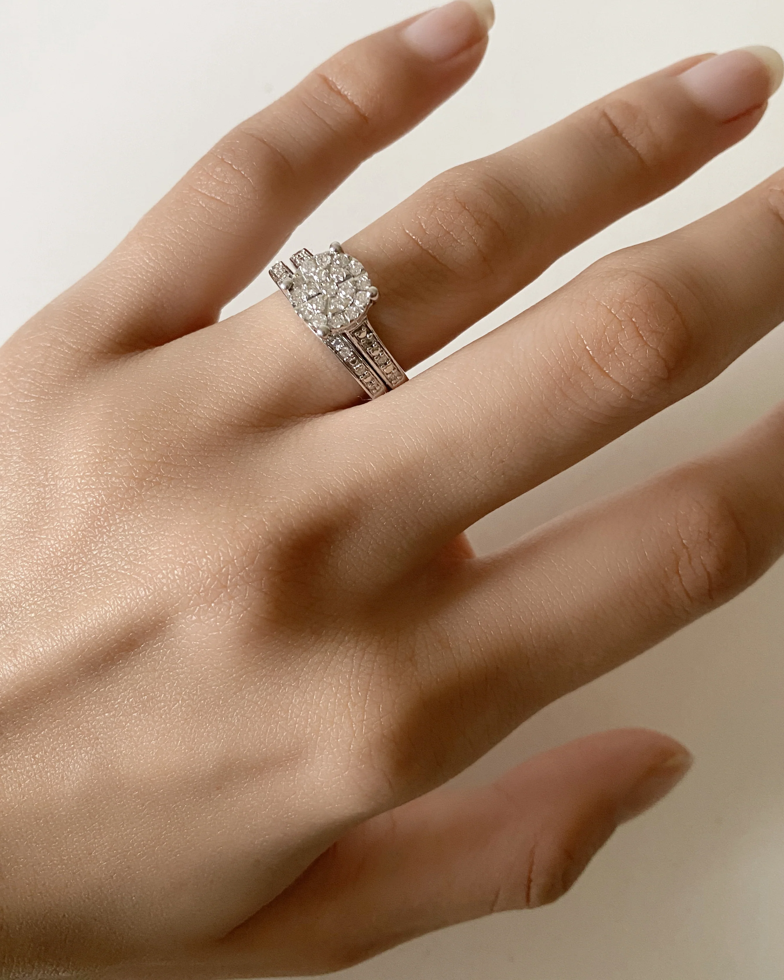 Sterling Silver 1/3 Carat Diamond Bridal Ring Set - Image 4