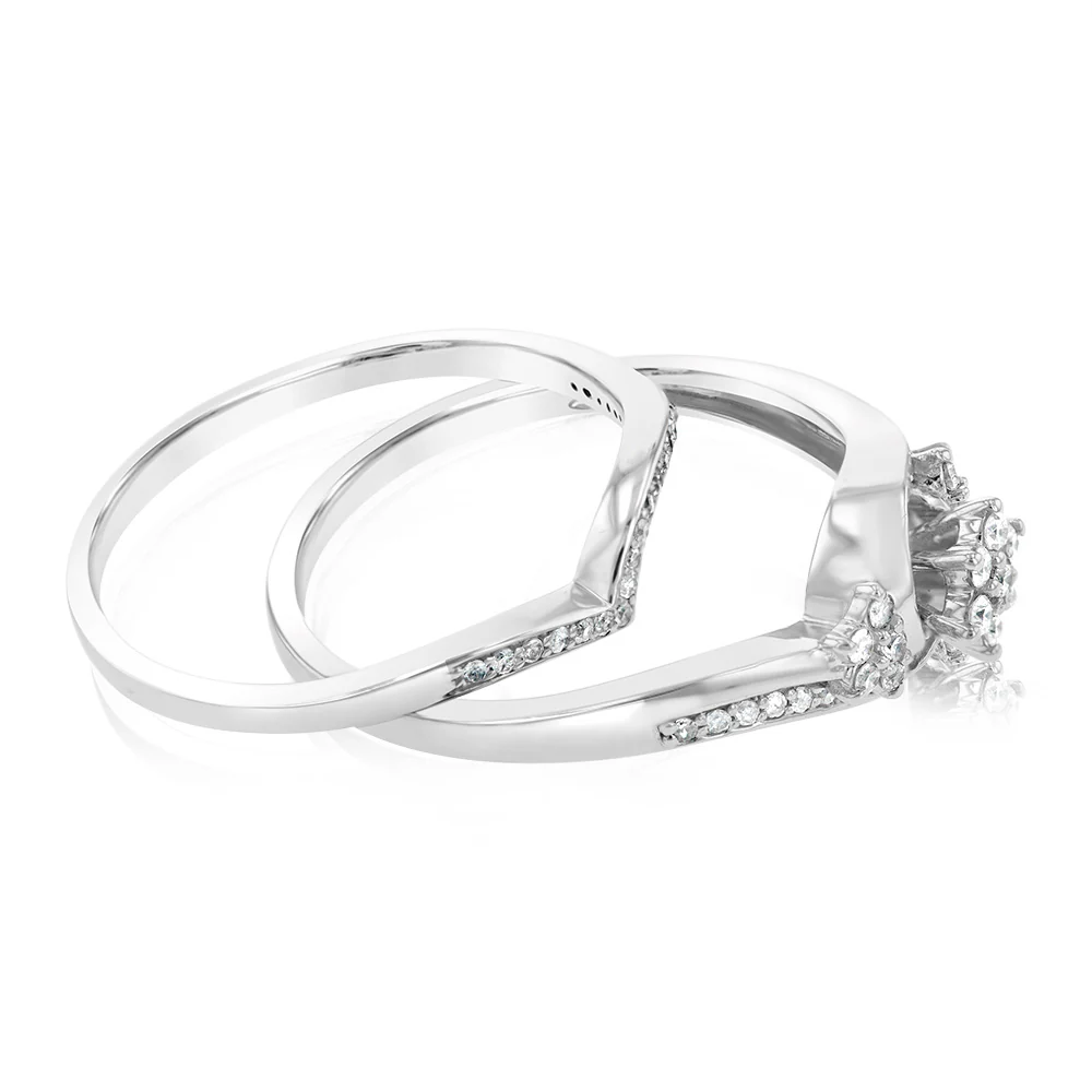 Sterling Silver 1/3 Carat Diamond Bridal Set Dress Ring - Image 2