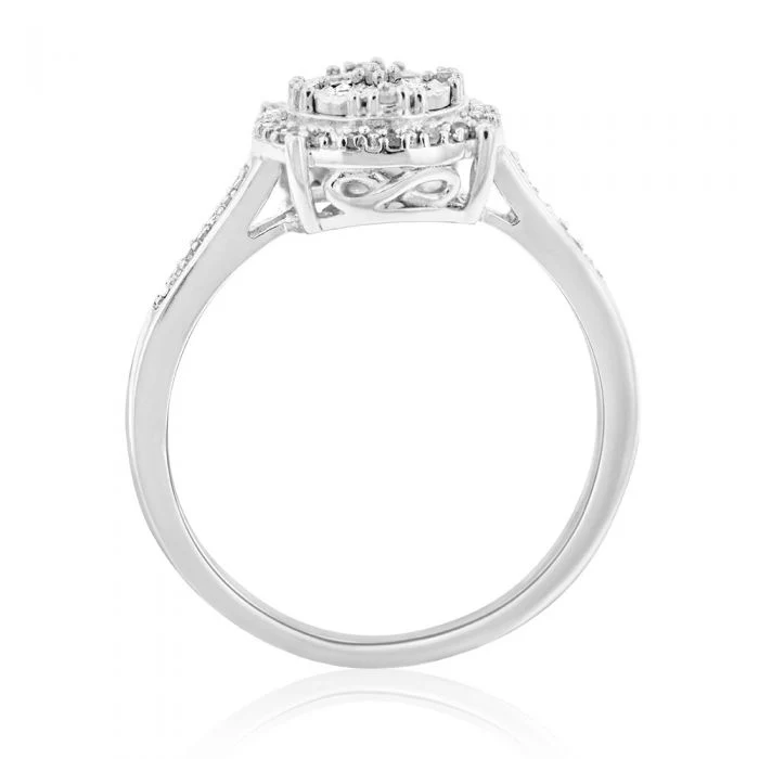 Sterling Silver 1/3 Carat Diamond Pendant Earring and Ring Set - Image 3