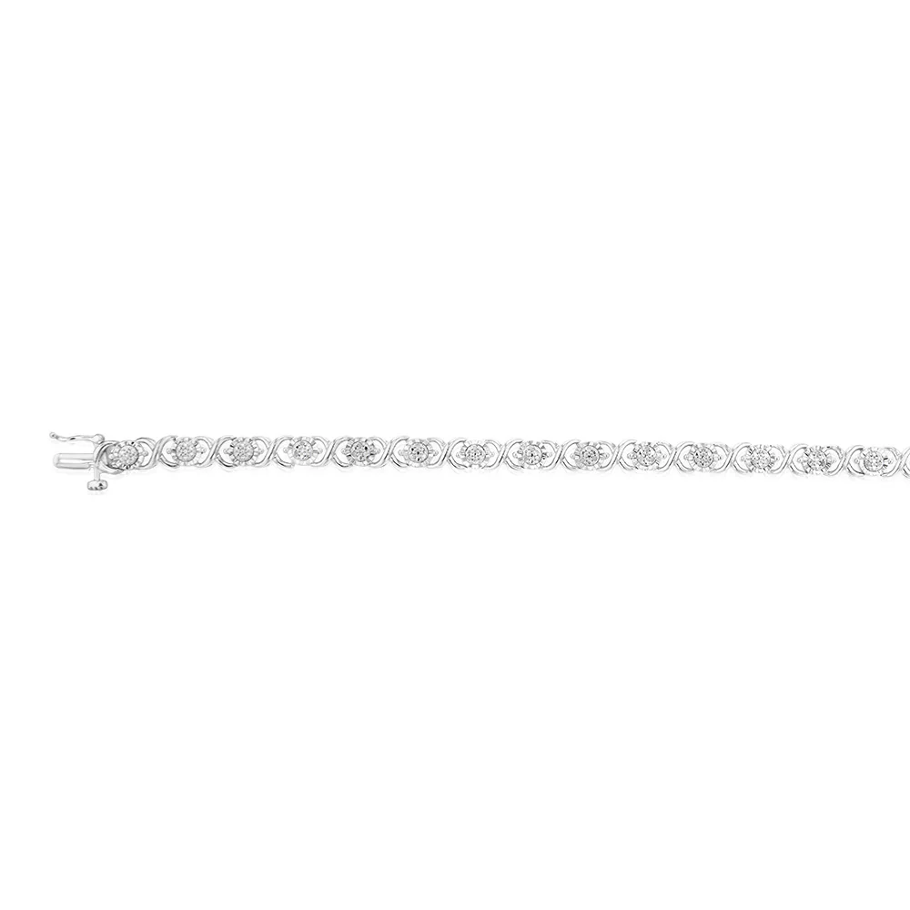 Sterling Silver 1/4 Carat Diamond 18.5cm Hugs and Kisses Bracelet - Image 2