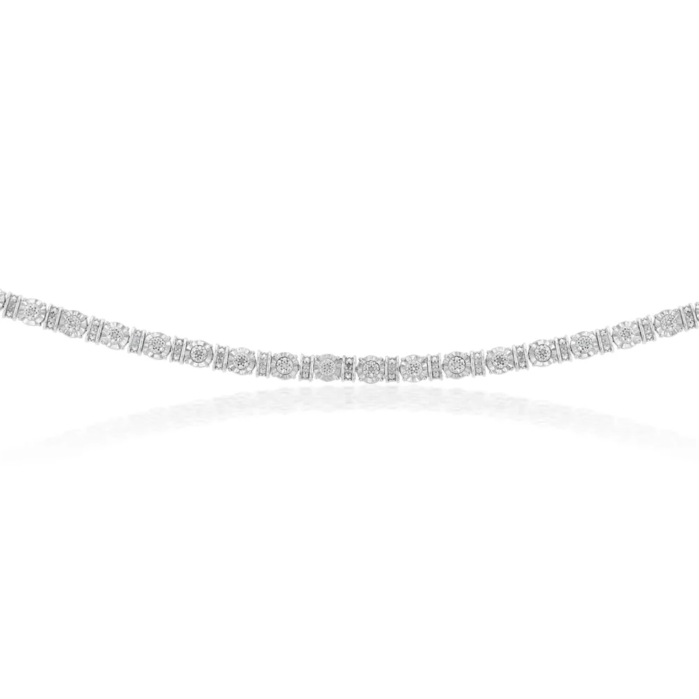 Sterling Silver 1/4 Carat Diamond Fancy 18cm Bracelet - Image 2