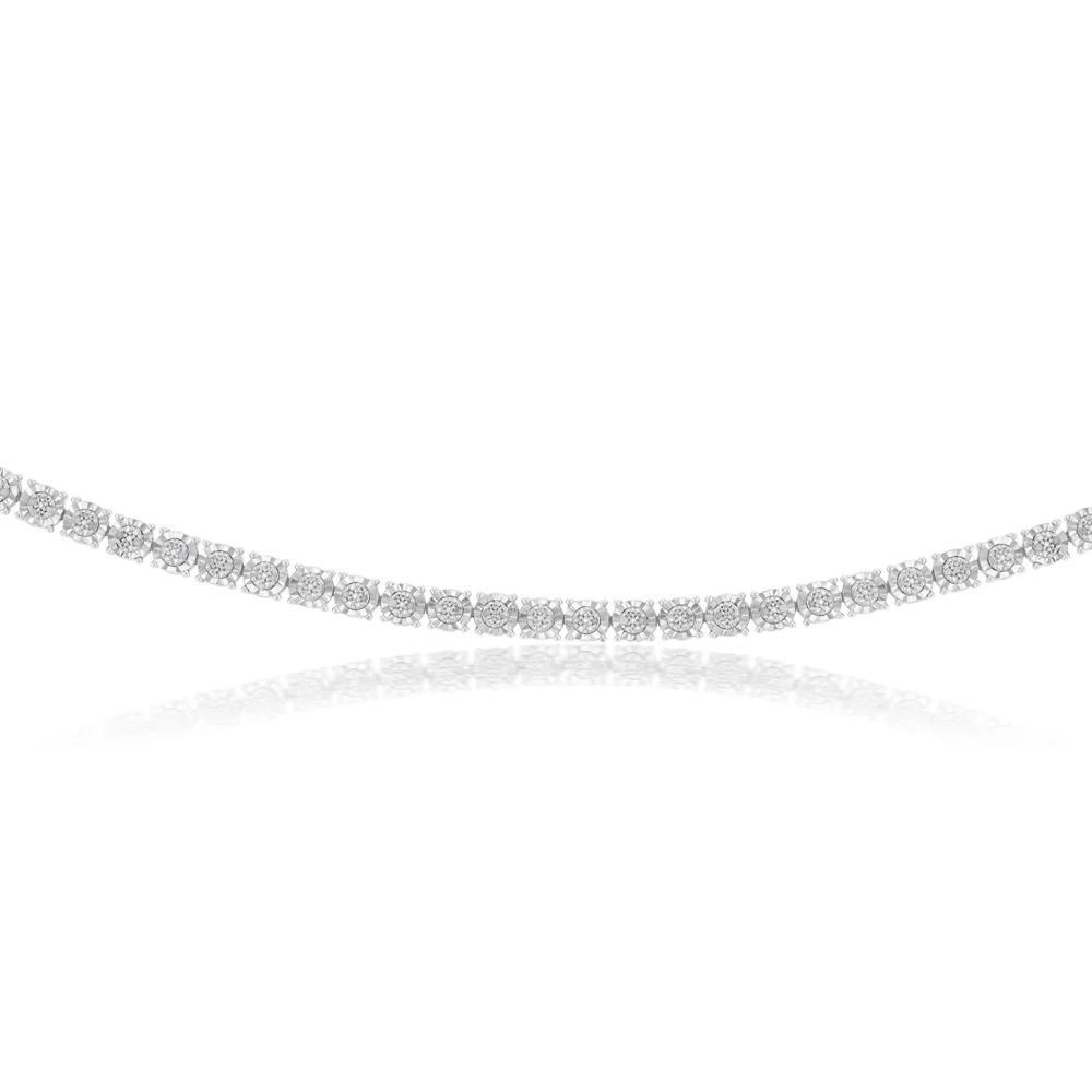 Sterling Silver 1/4 Carat Diamond Fancy 20.5cm Bracelet - Image 2