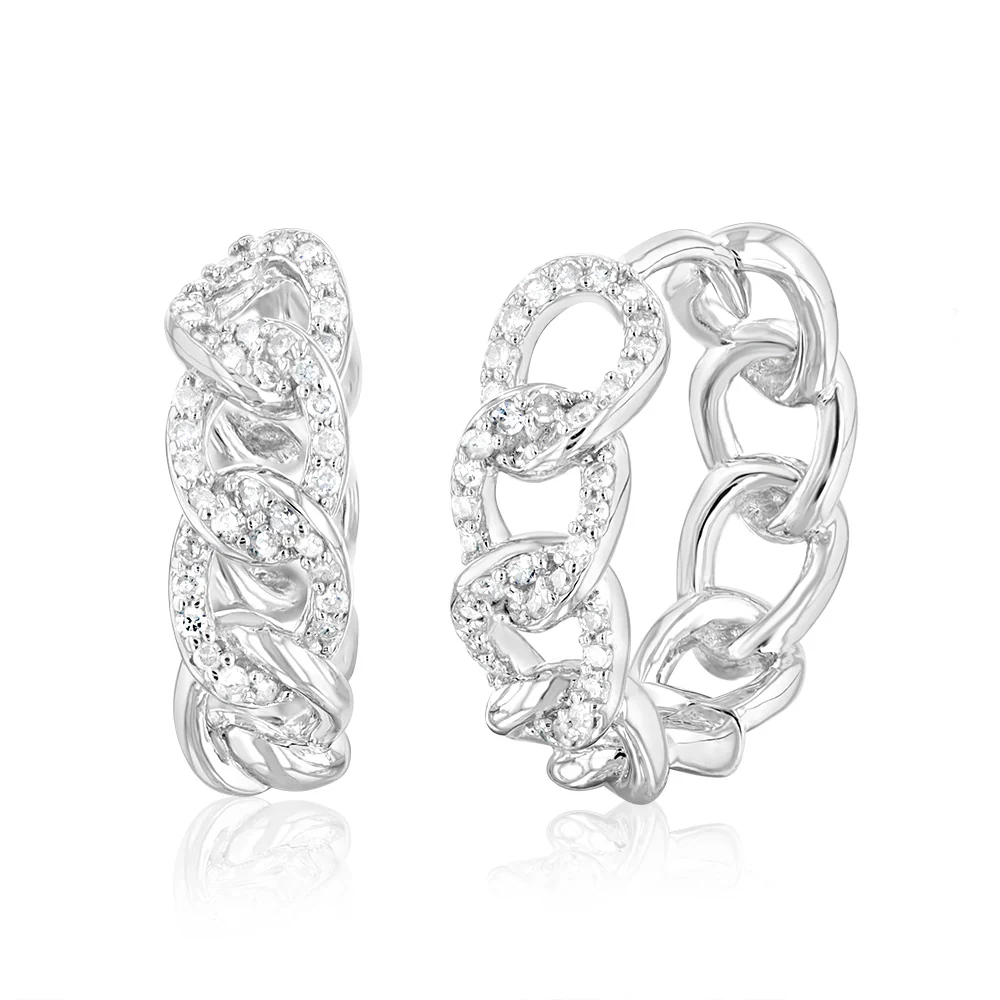 Sterling Silver 1/4 Carat Diamond Hoop Earrings
