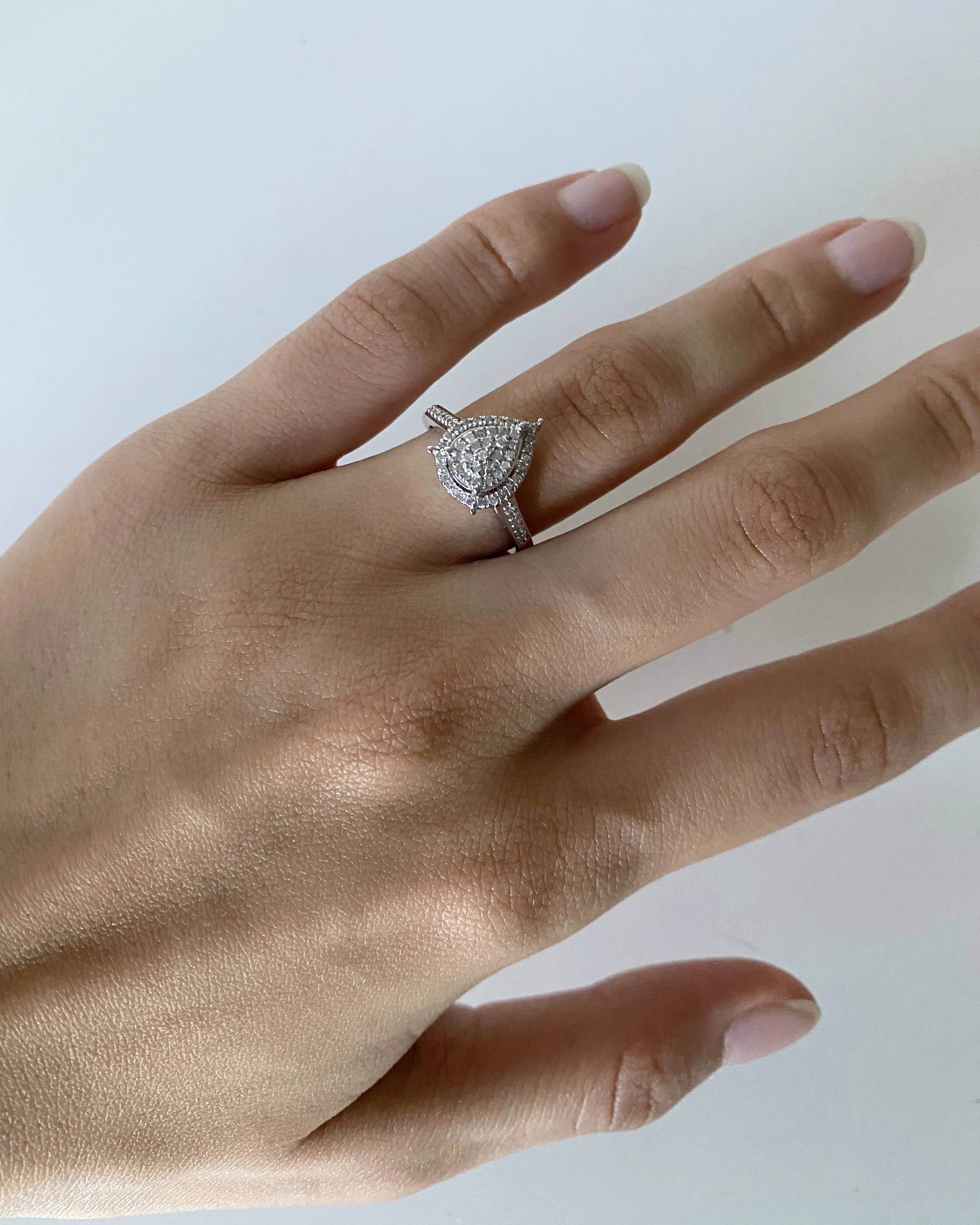 Sterling Silver 1/4 Carat Pear Shape Diamond Dress Ring - Image 4