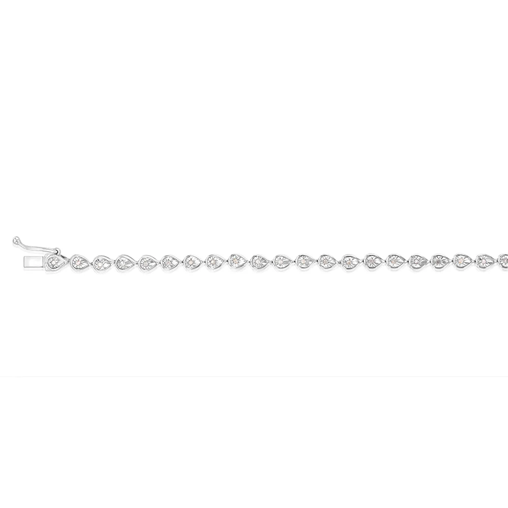 Sterling Silver 1/5 Carat Diamond 18cm Tennis Bracelet with 36 Diamonds - Image 2