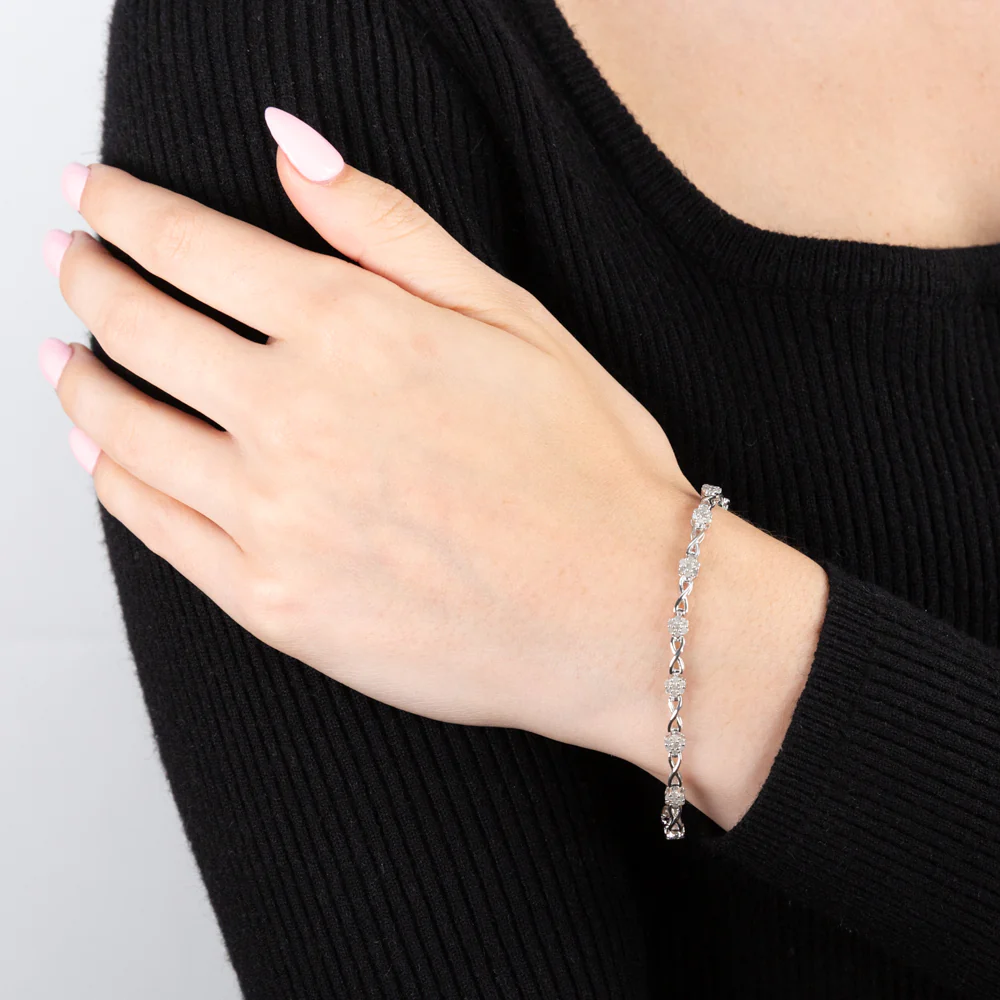 Sterling Silver 1 Carat 18cm Diamond Bracelet - Image 3