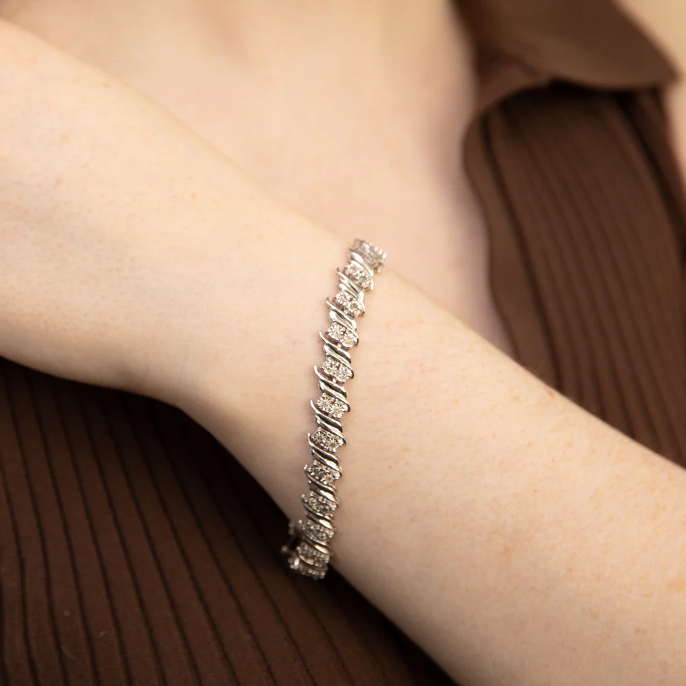 Sterling Silver 1 Carat Diamond 20cm Bracelet - Image 3
