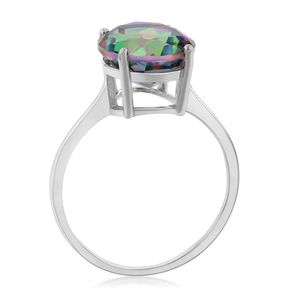 Sterling Silver 10x12mm Oval Mystic Topaz Ring - Image 2