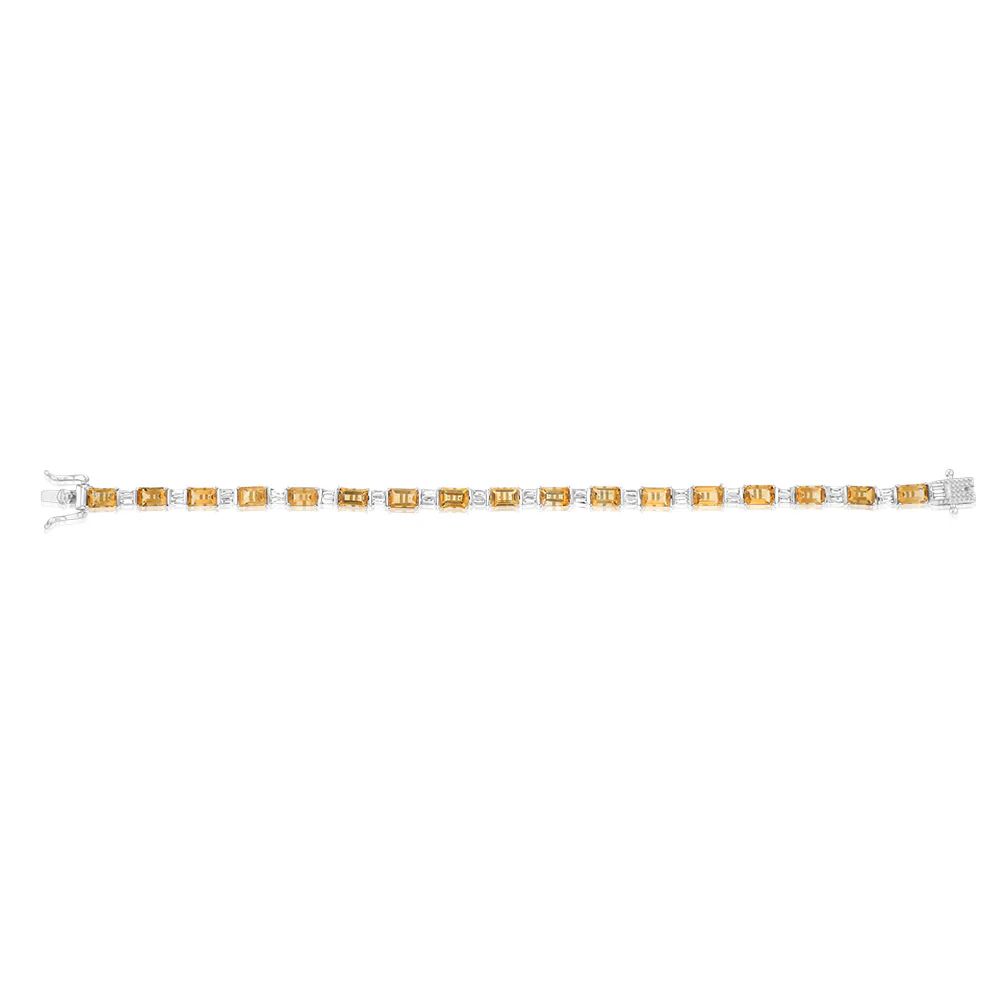 Sterling Silver 12.5 Carat Natural Citrine + White Topaz Bracelet 18CM - Image 2