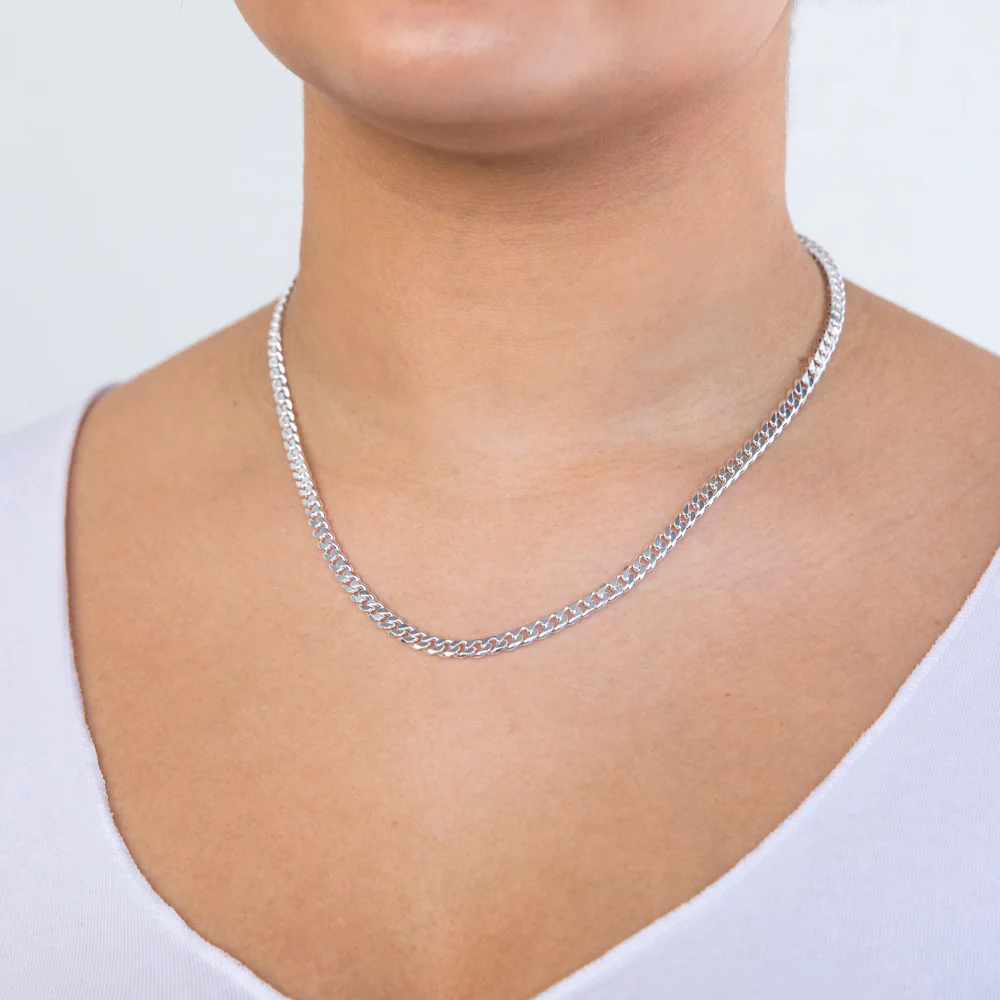 Sterling Silver 120 Gauge Diamond Cut 45cm Curb Chain - Image 2